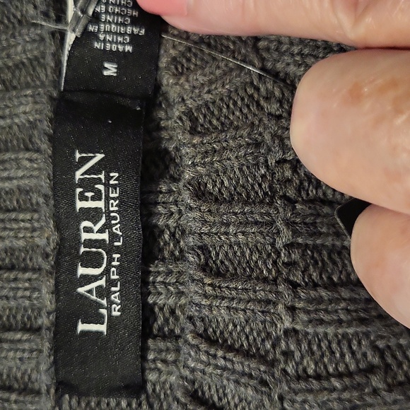 Lauren By Ralph Lauren Grey Cable Knit Crew Neck Cotton Sweater. - Picture 5 of 8